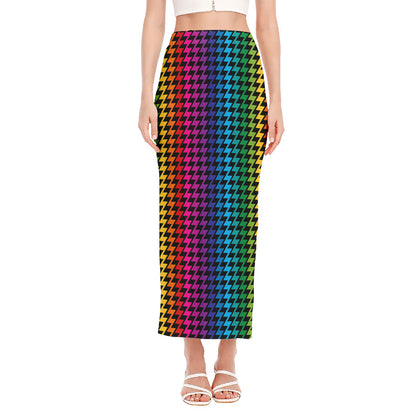 Rainbow Gay Pride Zigzag Pattern Print Side Slit Maxi Skirt