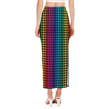Rainbow Gay Pride Zigzag Pattern Print Side Slit Maxi Skirt