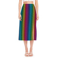 Rainbow Gay Pride Zigzag Pattern Print Side Slit Midi Skirt