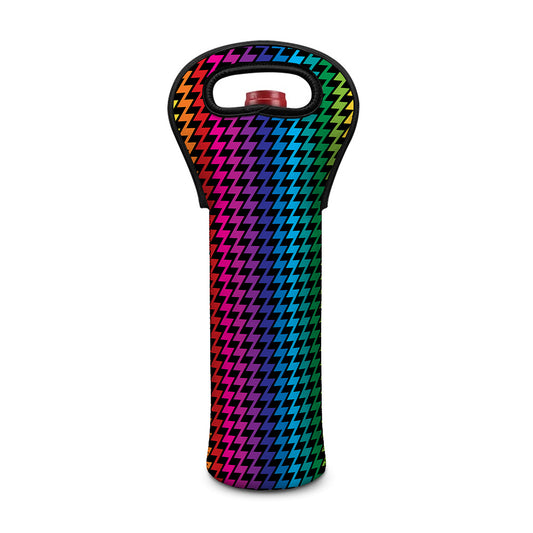 Rainbow Gay Pride Zigzag Pattern Print Single Neoprene Wine Tote