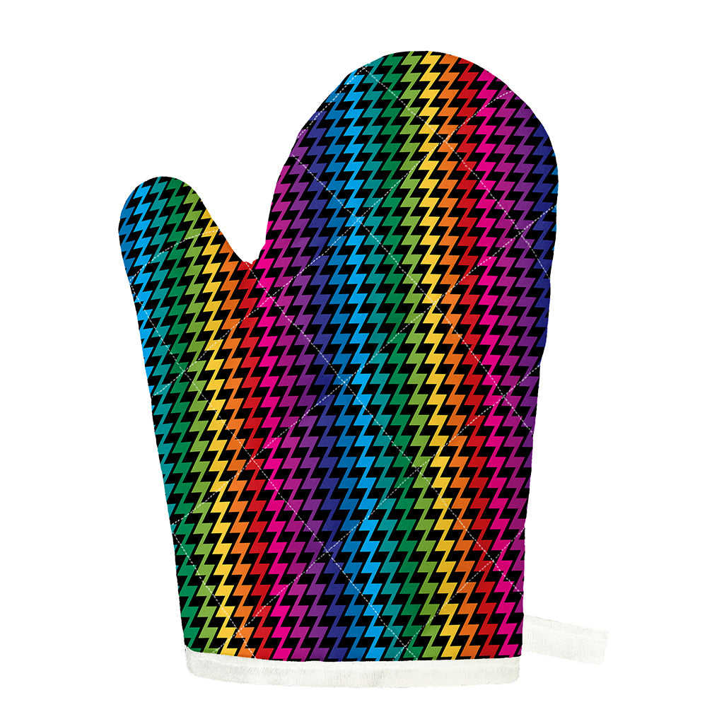Rainbow Gay Pride Zigzag Pattern Print Single Oven Mitt