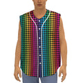 Rainbow Gay Pride Zigzag Pattern Print Sleeveless Baseball Jersey