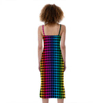 Rainbow Gay Pride Zigzag Pattern Print Slim Fit Midi Cami Dress