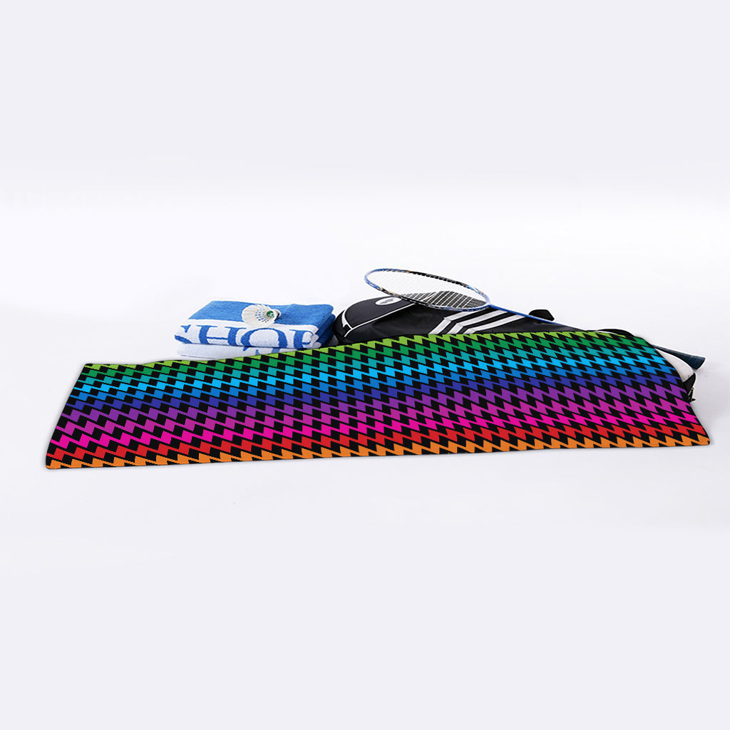 Rainbow Gay Pride Zigzag Pattern Print Sports Towel
