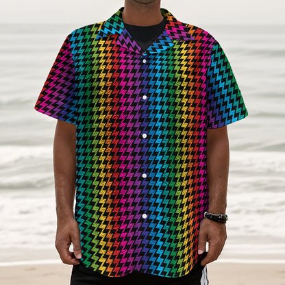 Rainbow Gay Pride Zigzag Pattern Print Textured Short Sleeve Shirt