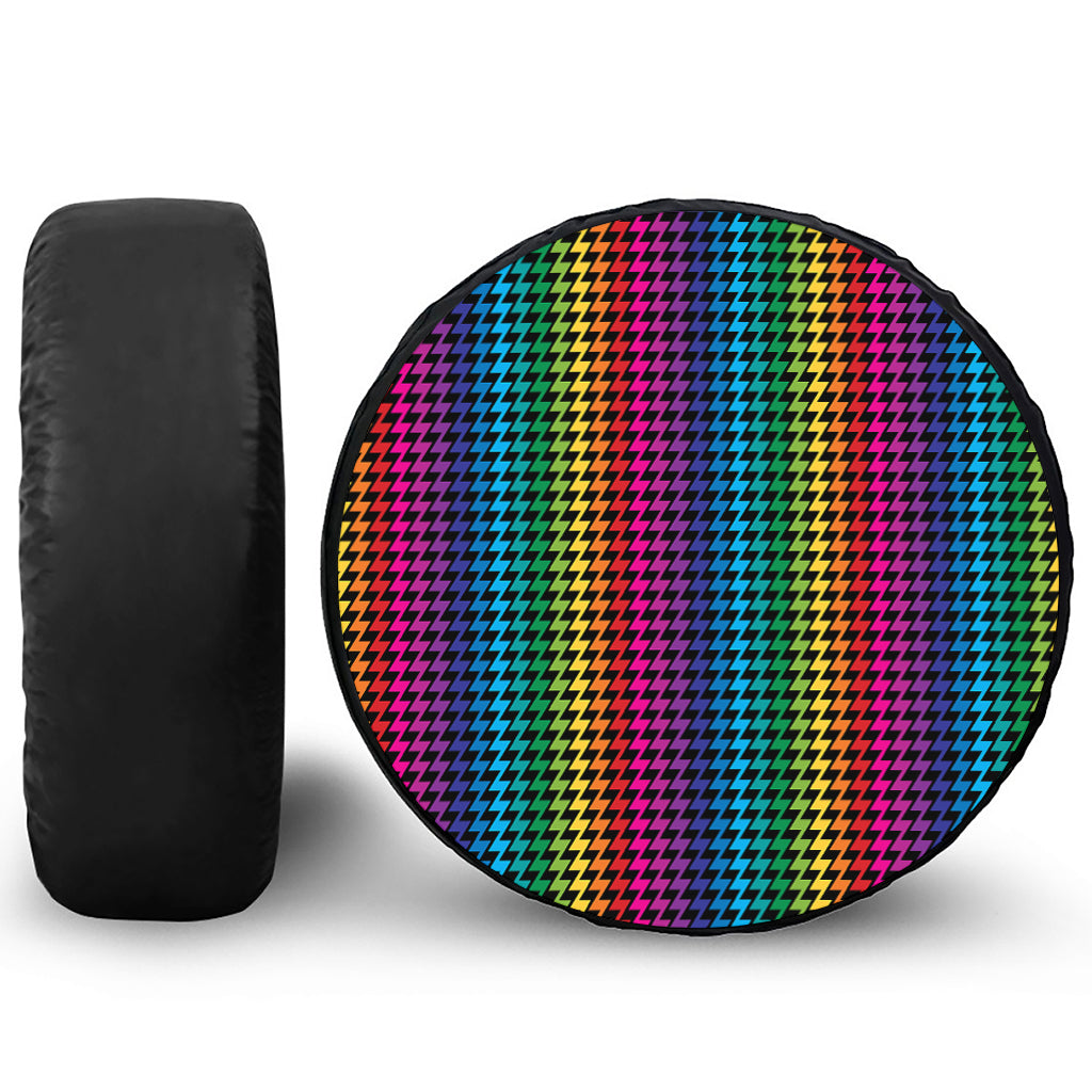 Rainbow Gay Pride Zigzag Pattern Print Tire Cover