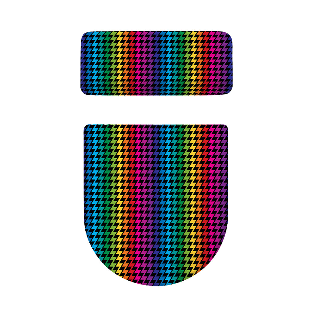Rainbow Gay Pride Zigzag Pattern Print Toilet Lid And Tank Cover Set