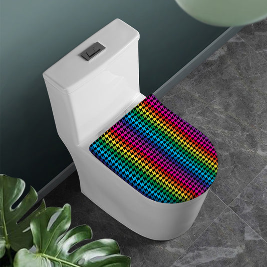 Rainbow Gay Pride Zigzag Pattern Print Toilet Lid Cover
