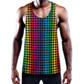 Rainbow Gay Pride Zigzag Pattern Print Men's Workout Tank Top