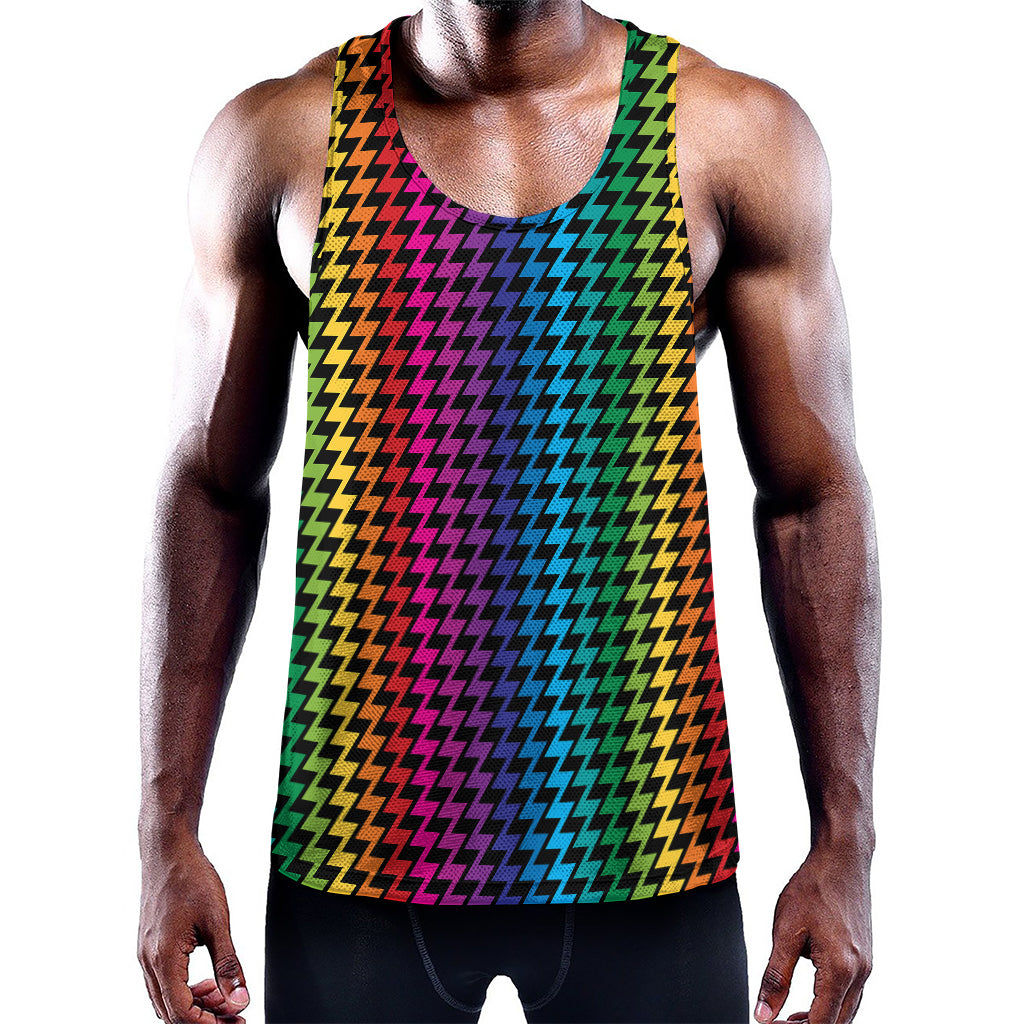 Rainbow Gay Pride Zigzag Pattern Print Training Tank Top
