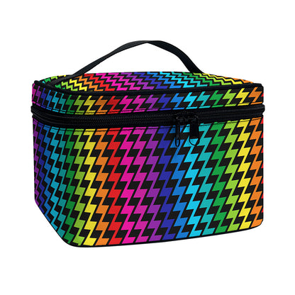 Rainbow Gay Pride Zigzag Pattern Print Travel Makeup Bag