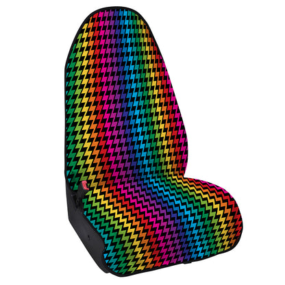 Rainbow Gay Pride Zigzag Pattern Print Waterproof Car Seat Cover