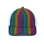Rainbow Gay Pride Zigzag Pattern Print White Mesh Trucker Cap