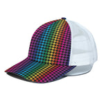 Rainbow Gay Pride Zigzag Pattern Print White Mesh Trucker Cap