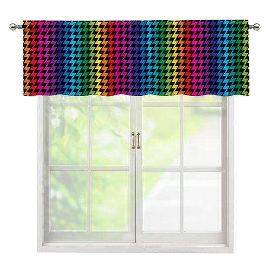 Rainbow Gay Pride Zigzag Pattern Print Window Valance