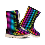 Rainbow Gay Pride Zigzag Pattern Print Winter Boots