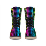 Rainbow Gay Pride Zigzag Pattern Print Winter Boots
