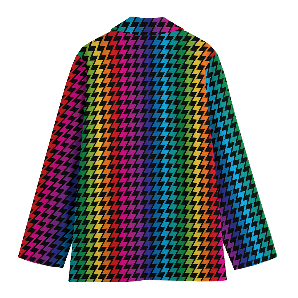 Rainbow Gay Pride Zigzag Pattern Print Women's Blazer