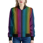 Rainbow Gay Pride Zigzag Pattern Print Women's Bomber Jacket