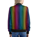 Rainbow Gay Pride Zigzag Pattern Print Women's Bomber Jacket
