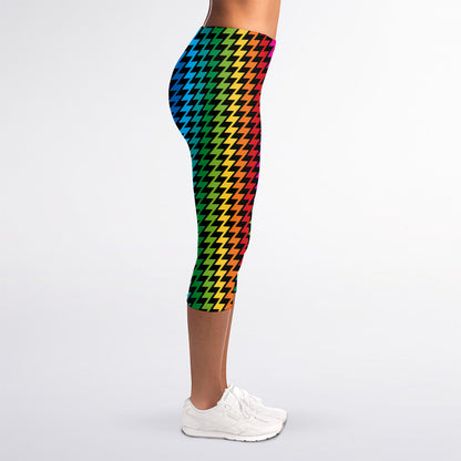 Rainbow Gay Pride Zigzag Pattern Print Women's Capri Leggings