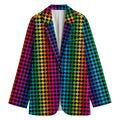 Rainbow Gay Pride Zigzag Pattern Print Women's Cotton Blazer