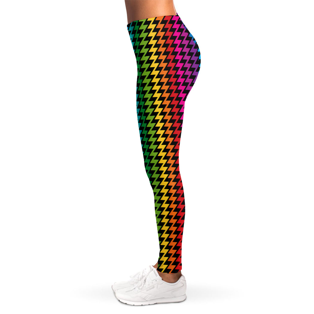 Rainbow Gay Pride Zigzag Pattern Print Women's Leggings