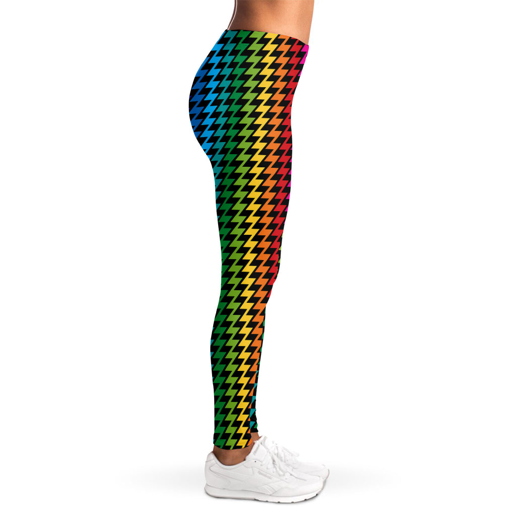 Rainbow Gay Pride Zigzag Pattern Print Women's Leggings