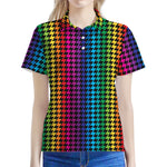 Rainbow Gay Pride Zigzag Pattern Print Women's Polo Shirt