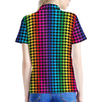 Rainbow Gay Pride Zigzag Pattern Print Women's Polo Shirt