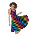Rainbow Gay Pride Zigzag Pattern Print Sleeveless Knee Length Dress