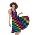 Rainbow Gay Pride Zigzag Pattern Print Women's Sleeveless Dress