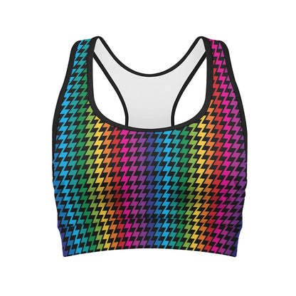 Rainbow Gay Pride Zigzag Pattern Print Women's Sports Bra