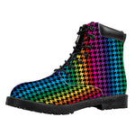 Rainbow Gay Pride Zigzag Pattern Print Work Boots