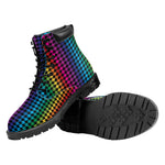 Rainbow Gay Pride Zigzag Pattern Print Work Boots