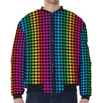 Rainbow Gay Pride Zigzag Pattern Print Zip Sleeve Bomber Jacket