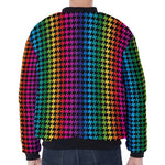 Rainbow Gay Pride Zigzag Pattern Print Zip Sleeve Bomber Jacket