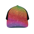 Rainbow (NOT Real) Glitter Artwork Print Black Mesh Trucker Hat