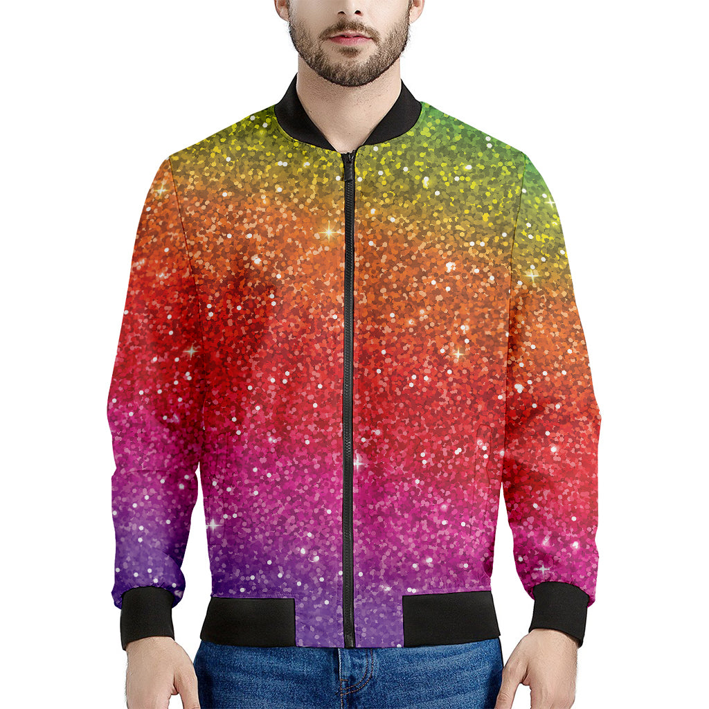 Rainbow Glitter Artwork Print (NOT Real Glitter) Men's Bomber Jacket