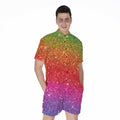Rainbow (NOT Real) Glitter Artwork Print Men's Romper