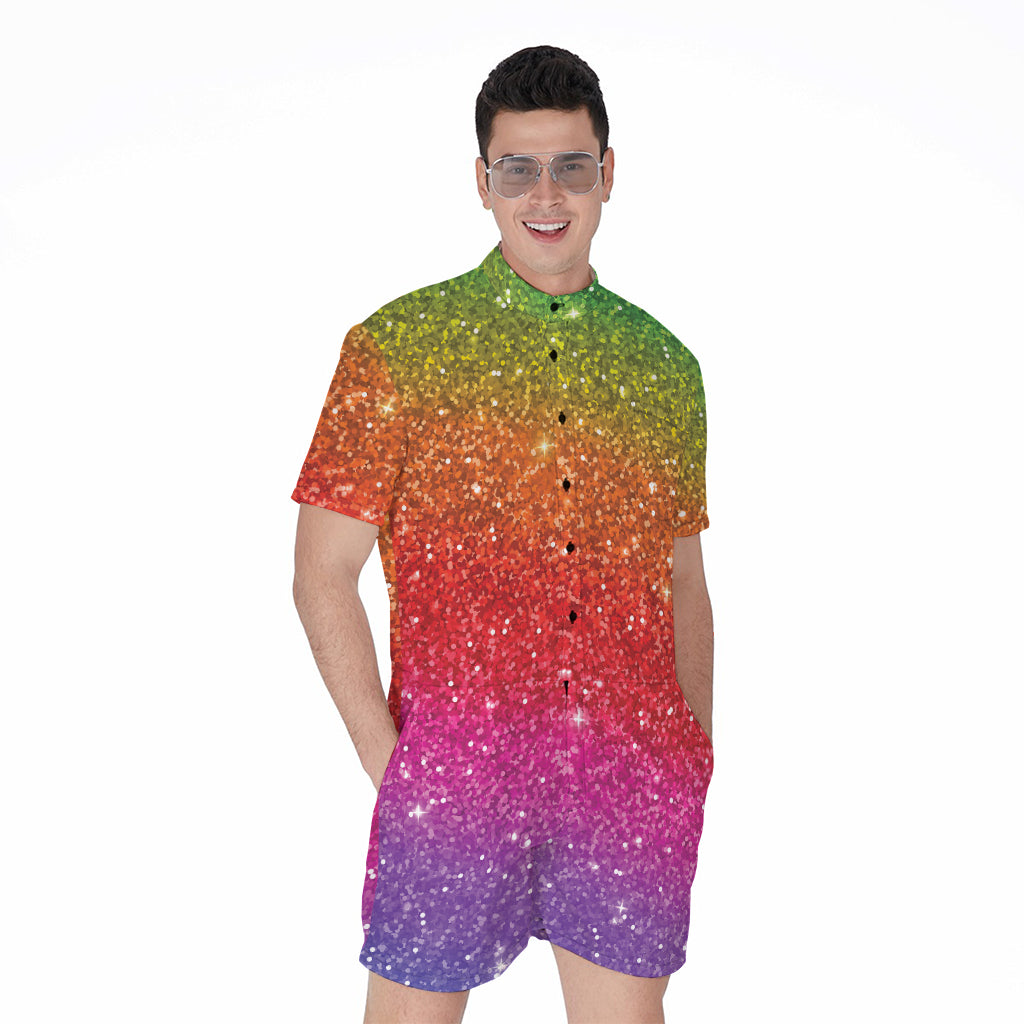 Rainbow Glitter Artwork Print (NOT Real Glitter) Men's Rompers