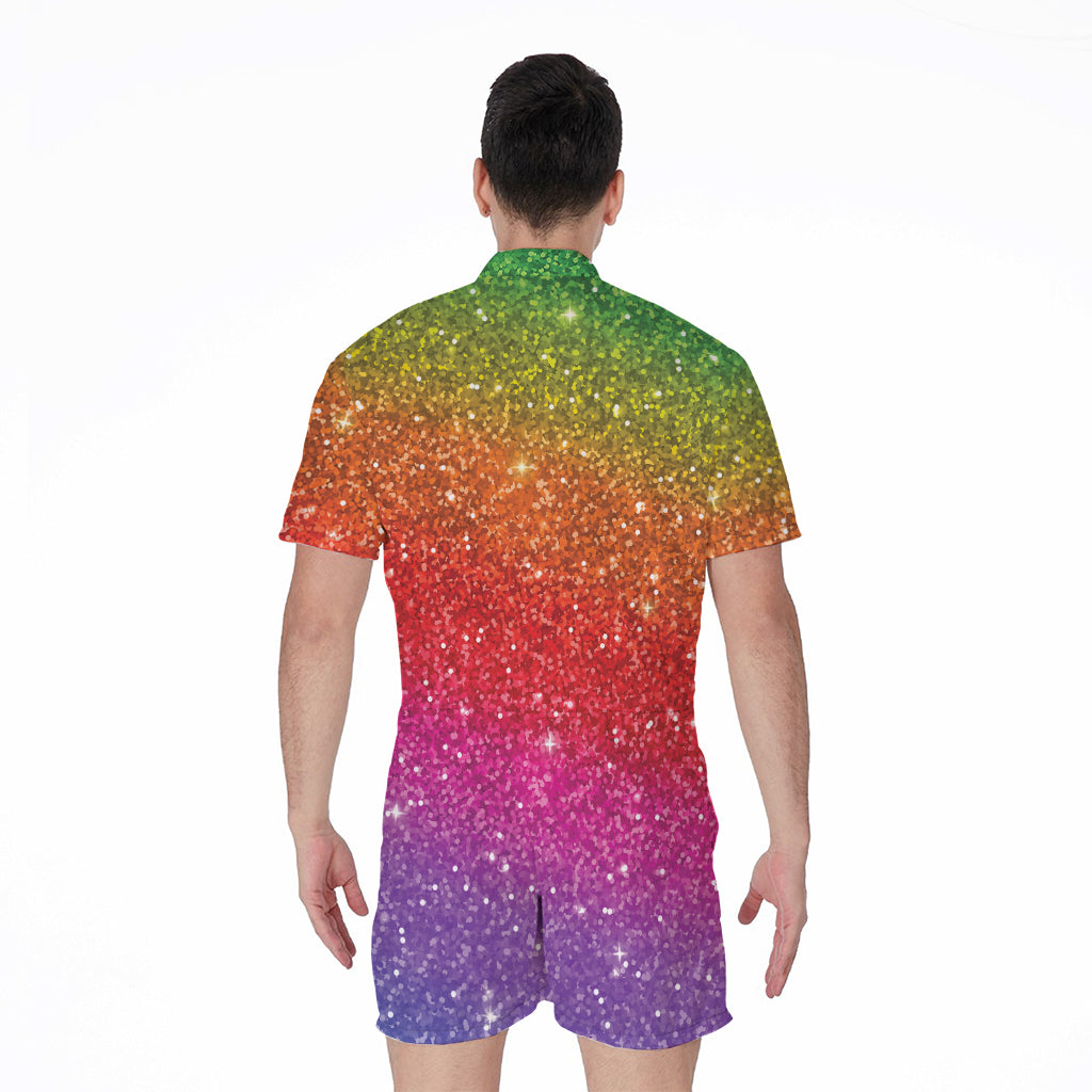 Rainbow Glitter Artwork Print (NOT Real Glitter) Men's Rompers
