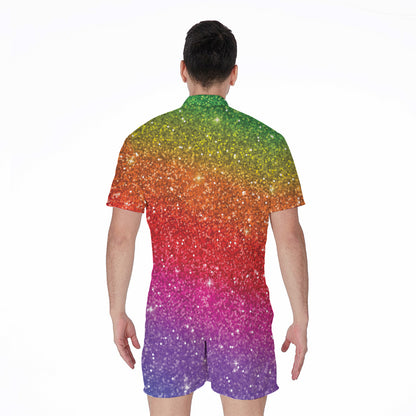 Rainbow Glitter Artwork Print (NOT Real Glitter) Men's Rompers