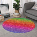 Rainbow (NOT Real) Glitter Artwork Print Round Rug
