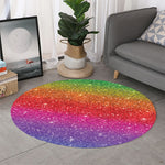Rainbow Glitter Artwork Print (NOT Real Glitter) Round Rug
