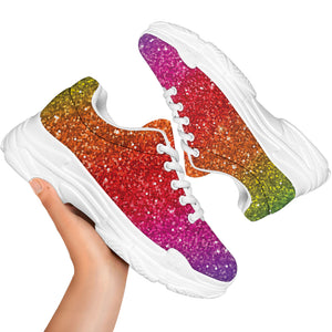 Rainbow Glitter Artwork Print (NOT Real Glitter) White Chunky Shoes