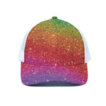 Rainbow Glitter Artwork Print (NOT Real Glitter) White Mesh Trucker Cap