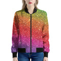 Rainbow (NOT Real) Glitter Artwork Print Women's Bomber Jacket