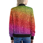 Rainbow Glitter Artwork Print (NOT Real Glitter) Women's Bomber Jacket