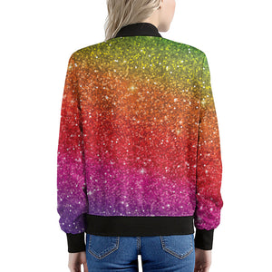 Rainbow Glitter Artwork Print (NOT Real Glitter) Women's Bomber Jacket